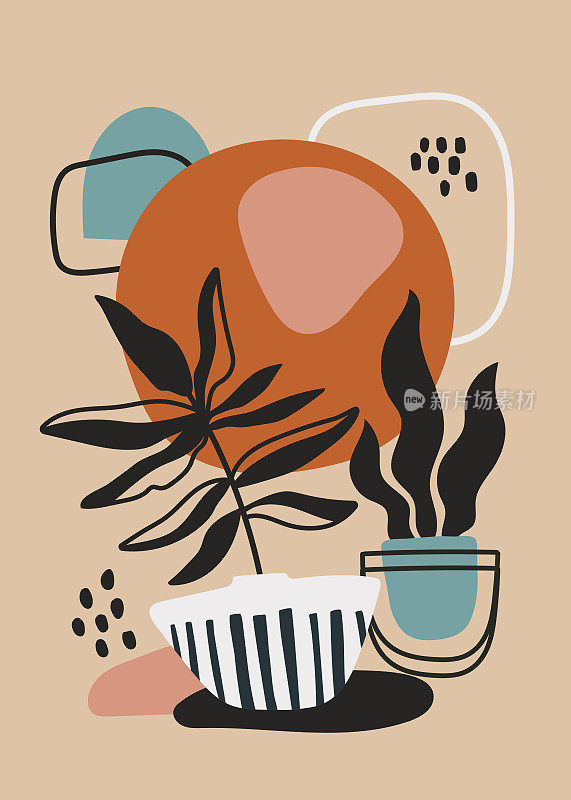 Modern poster design with potted plants